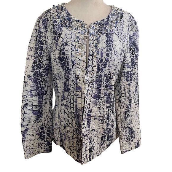 Chico’s Amina Jacket Pretty Python Embellished Jacket Size 1 (Medium/8) - Picture 2 of 10